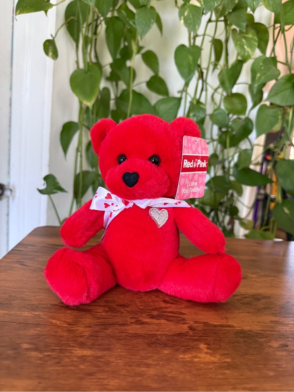 Dan Dee Red Plush Teddy Bear with Heart Accent and Ribbon - Kids Stuffed Toy